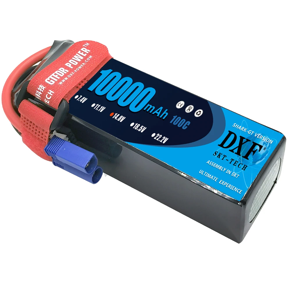 DXF 2 confezioni da 14,8 V batteria Lipo, 10000 mAh 4S Lipo, tensione 14,8 V, scarica continua 100 C, XT90, per auto RC Tr, Slash VXL, E-Maxx, E-Revo. Potenza e durata garantite