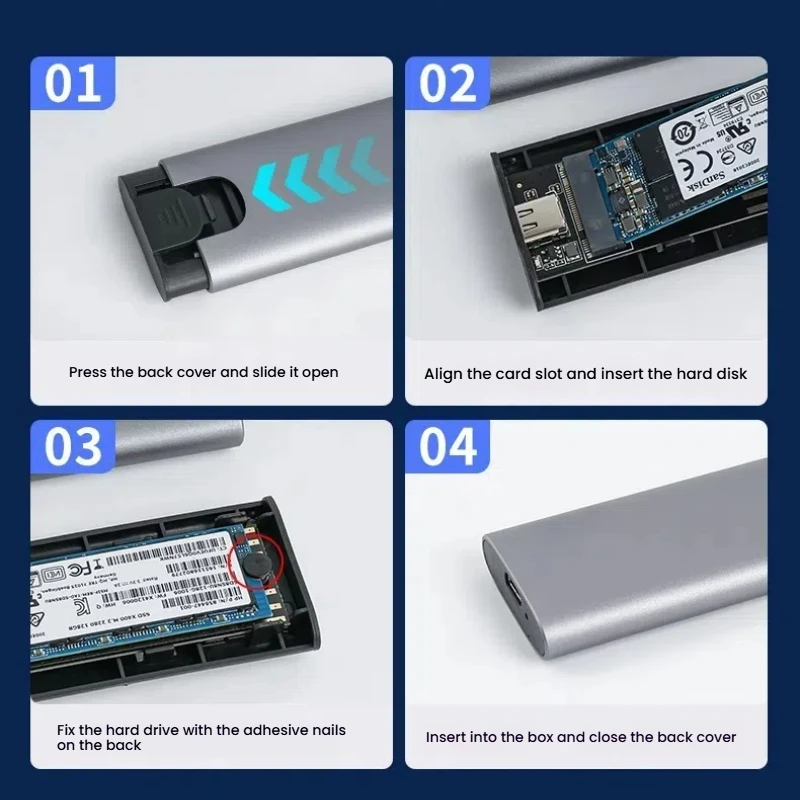 SSD enclosure 10Gbps USB C M2 Portable External Enclosure For NVMe and SATA SSDs Dual Protocol