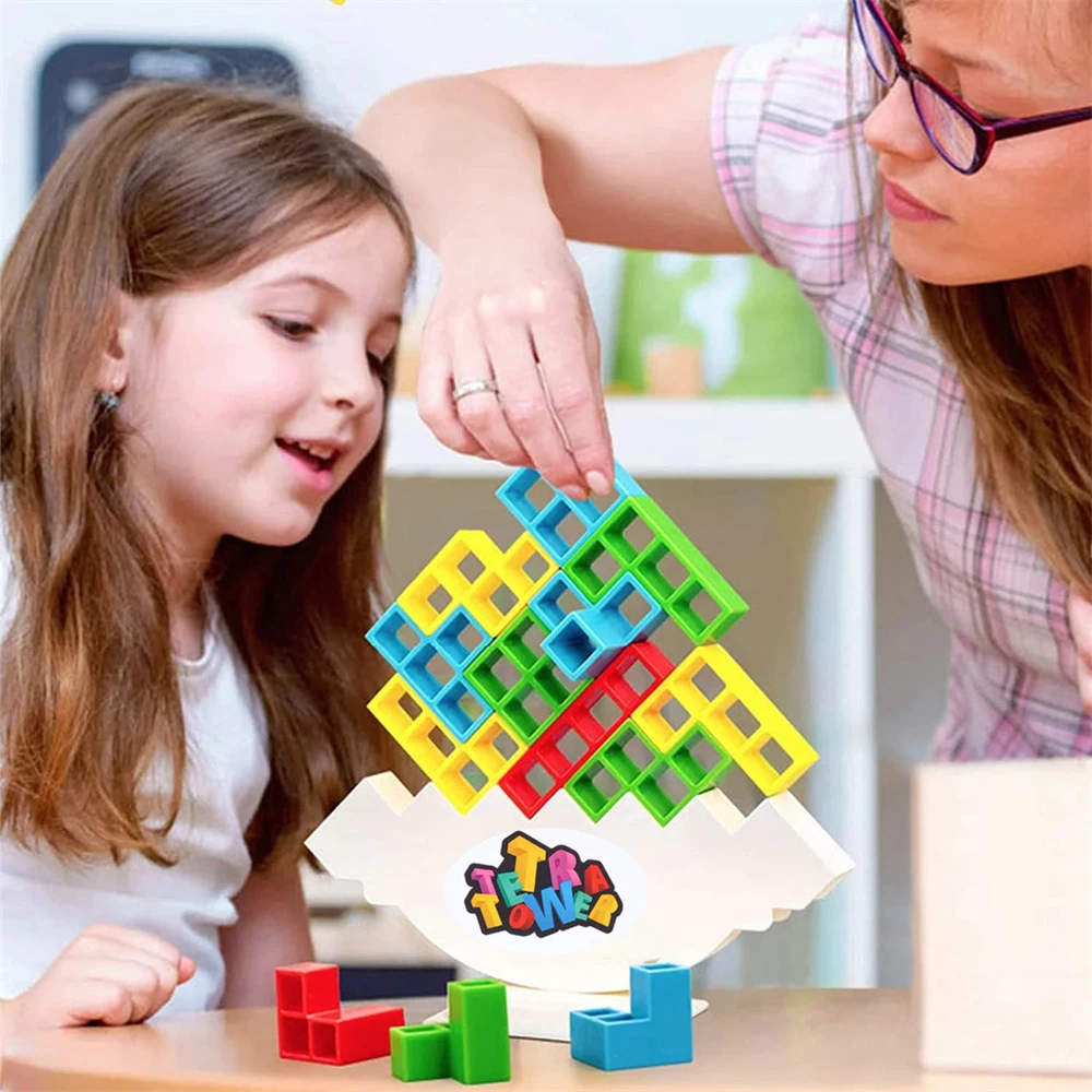 48 Tetra Tower Game Balance Muslimtower Puzzle Gioco Da Tavolo Bambini Building Block Toys 3D Puzzle Block Assemblaggio Fai Da Te Puzzle Russo