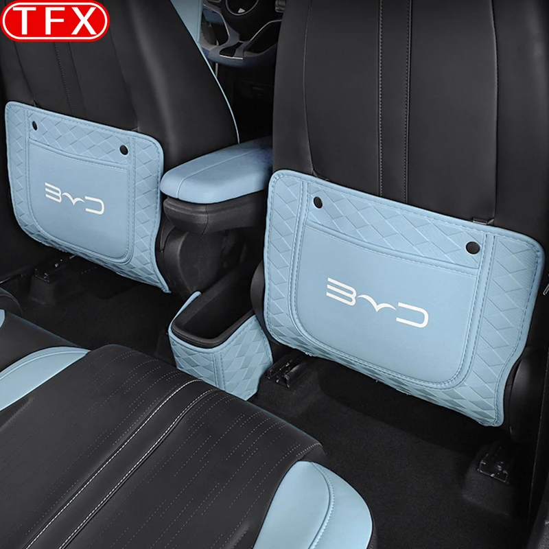 BYD Seargull Dolphin mini Car PU Leather Anti Kick Mat Pad Car Anti-kick Protector Mats Seat Back Protector Accessories car seat protector