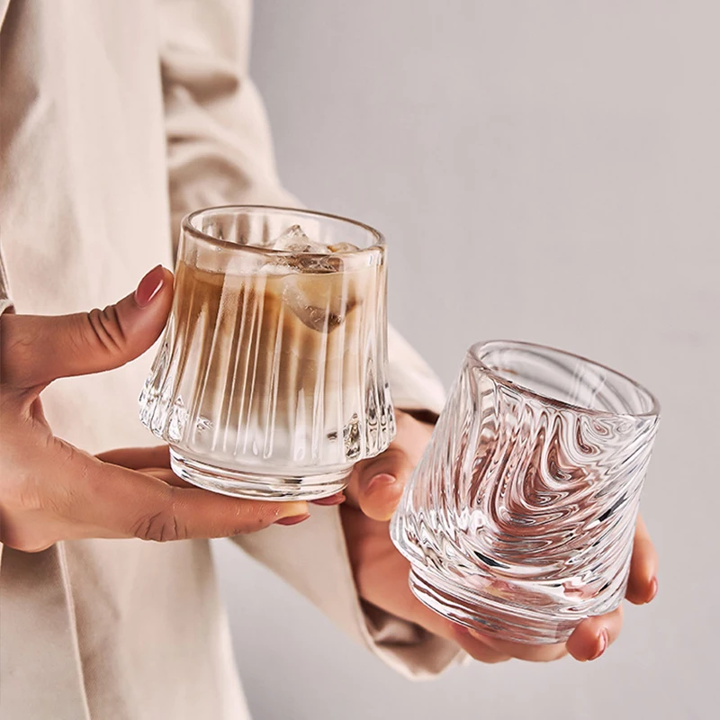

170ml Creative Ribbed Clear Whiskey Wine Cup Coffee Tea Water Glass Bar Home Vodka Brandy Drinking Tumbler Drinkware