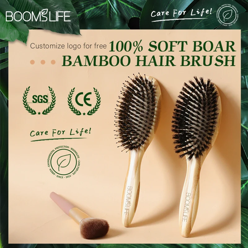 BOOMSLIFE Soft Boar Bristle Hair Brush Professional Women Bamboo HairBrush Massage Bamboo Comb for Hair Beauty Care Salon Tools 1