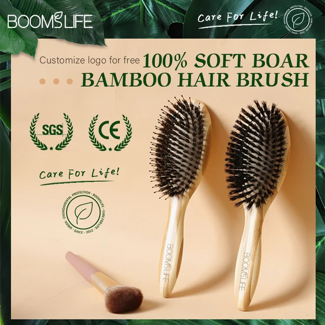 BOOMSLIFE Soft Boar Bristle Hair Brush Professional Women Bamboo HairBrush Massage Bamboo Comb for Hair Beauty Care Salon Tools 1