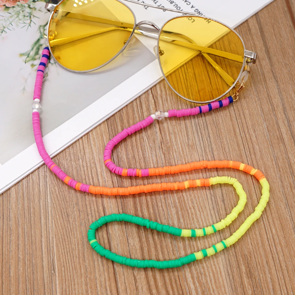 Go2Boho Summer Beach Glasses Chain Multicolor Vinly Heishi Disc Beaded