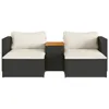 5 Piece Patio Sofa Set with Cushions Black Poly Rattan Acacia,PE Rattan, Powder-coated Steel, Garden Sofa Set 5