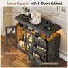 LED Farmhouse Sideboard Buffet Cabinet with Storage, Wood Coffee Bar Station Table w/Charging Station, Large Kitchen Stora 5