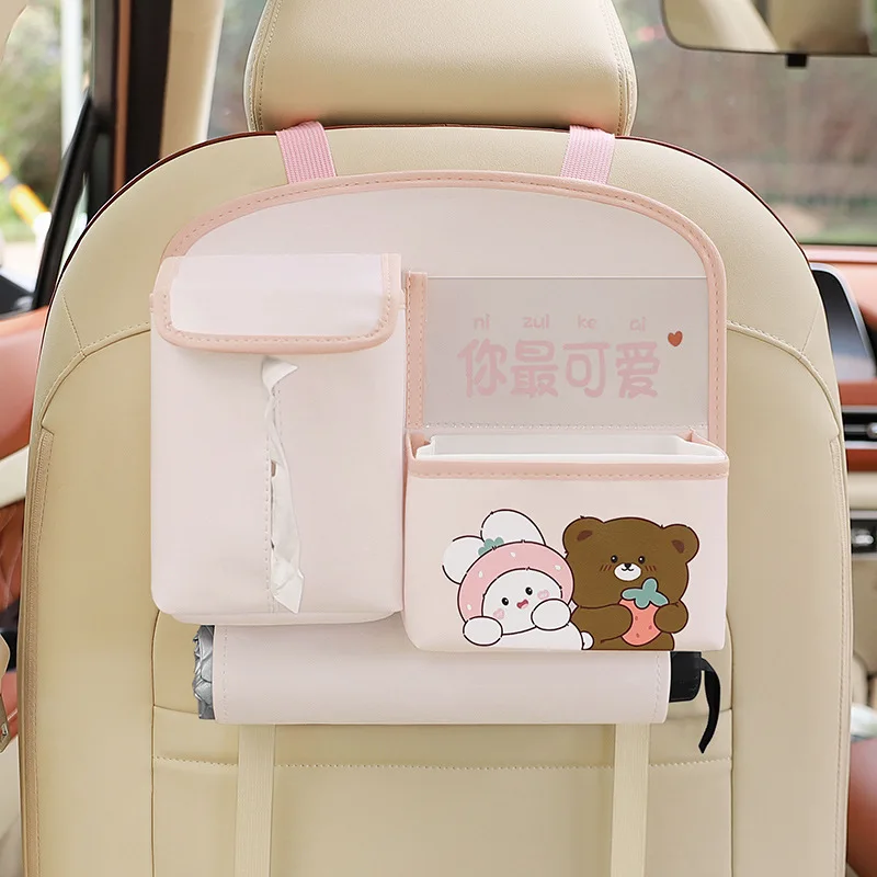 Baby Stroller Multi-function Car Storage Bag Cute Cartoon Rear Seat Back Hanging Storage Bag Garbage Bucket in The Car