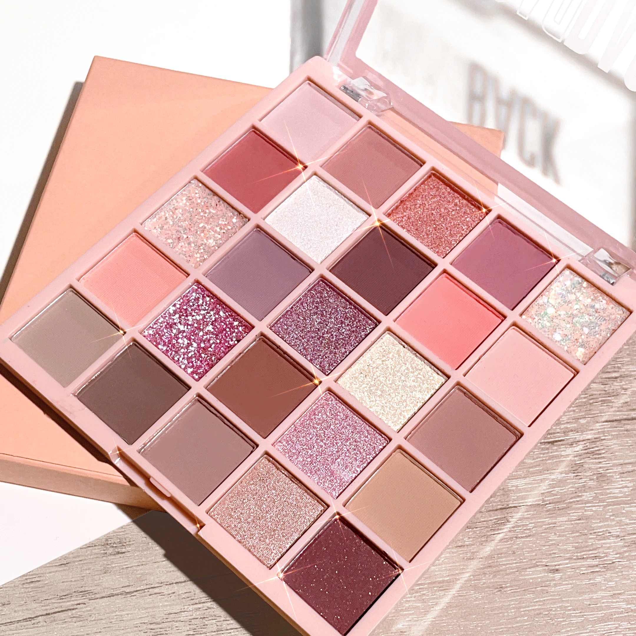 25-color eye shadow tray, oatmeal milk tea tray, sparkling powder, pearl sequins, gentle orange brown, affordable eye shadow 1