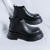 Fashion Leather Mens Chelsea Boots New Men Soft Ankle Boots Formal Business High Top Shoes Leisure Walk Man Botas Walking Shoes