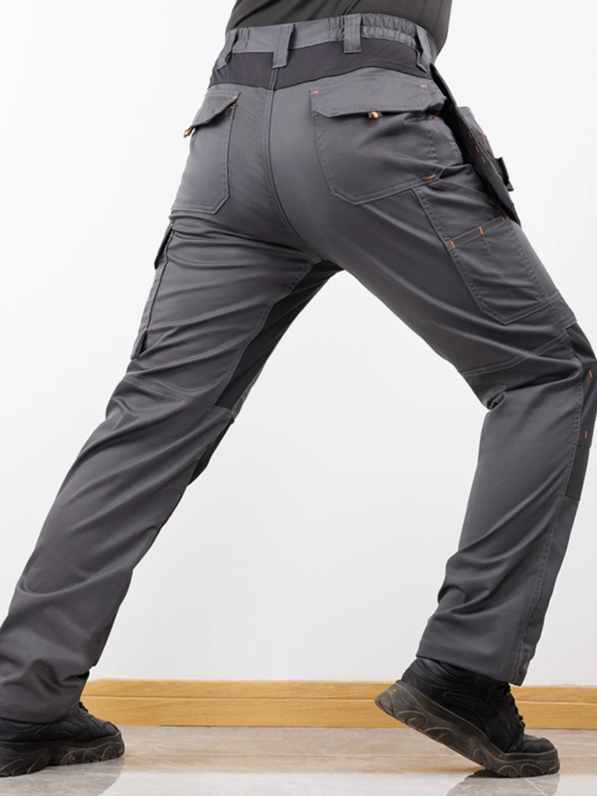 Multi-pockets Elastic Work Cargo Pants Men Wear-resistant Protective Safety Work Trousers