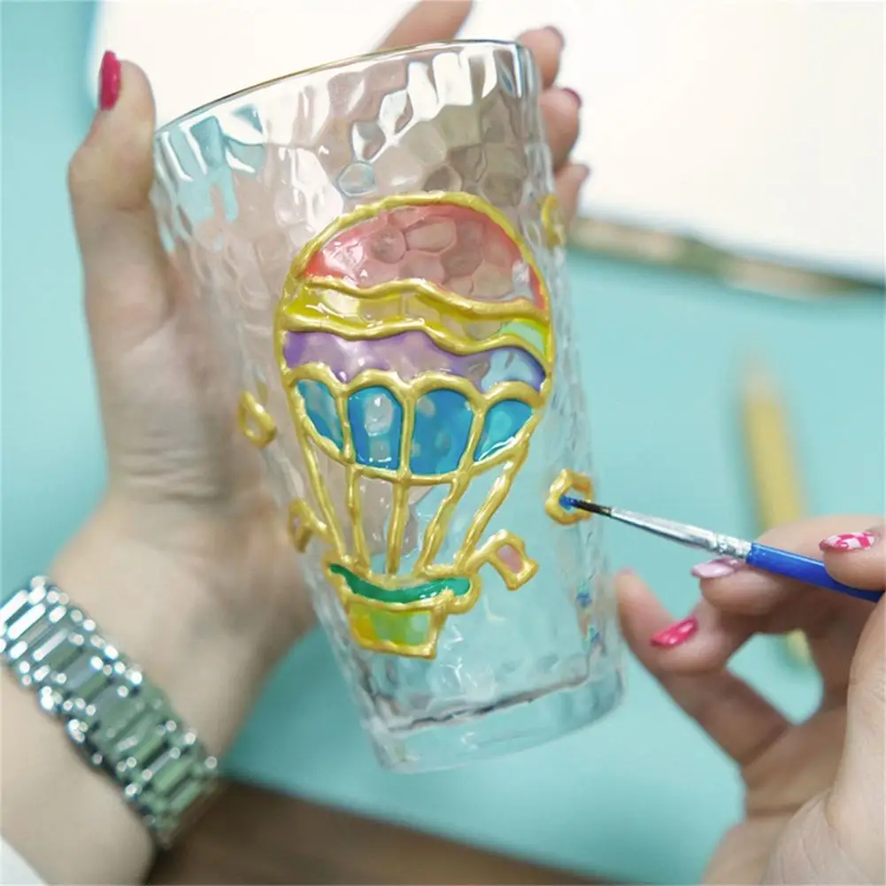 1 Set Glass Paint Bright Colors No Bake Shinny DIY Gloss Finish Acrylic Enamel Craft Painting Coating Stationery For Student