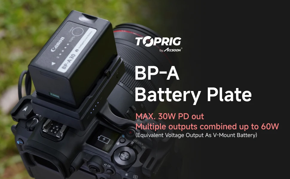 Accsoon TOPRIG 60W BP-A Battery Mouting Plate for Canon C400 C80 R5 R5II R6 Came
