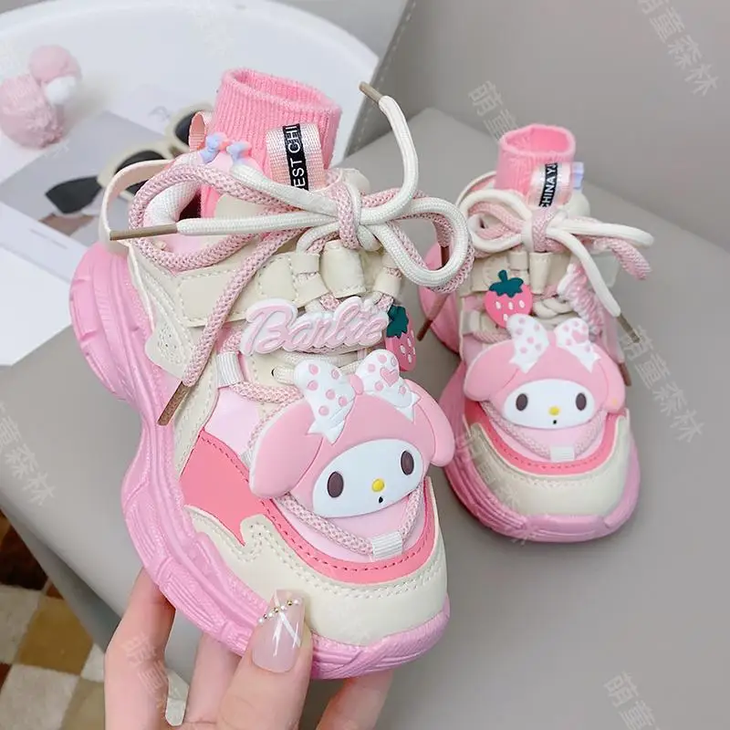 

Sanrio Kuromi Anime Children Thickened Warm Sports Shoe Korean Version My Melody Cute Winter Comfortable Girl Casual Sports Shoe