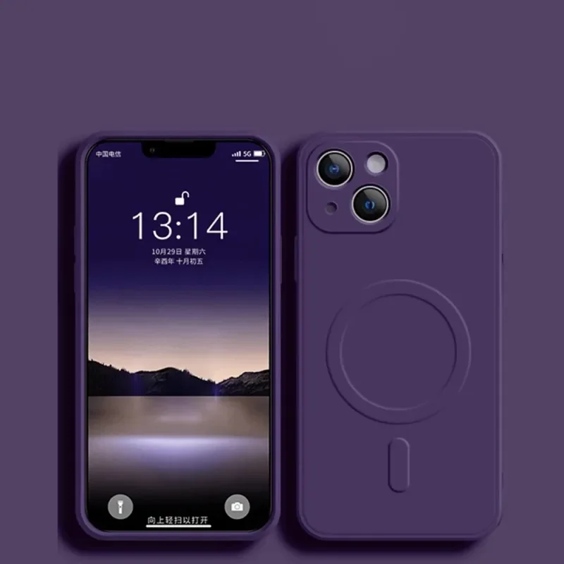 Enhanced Magnetic Wireless Charging Case - Soft Liquid Silicone Back Cover