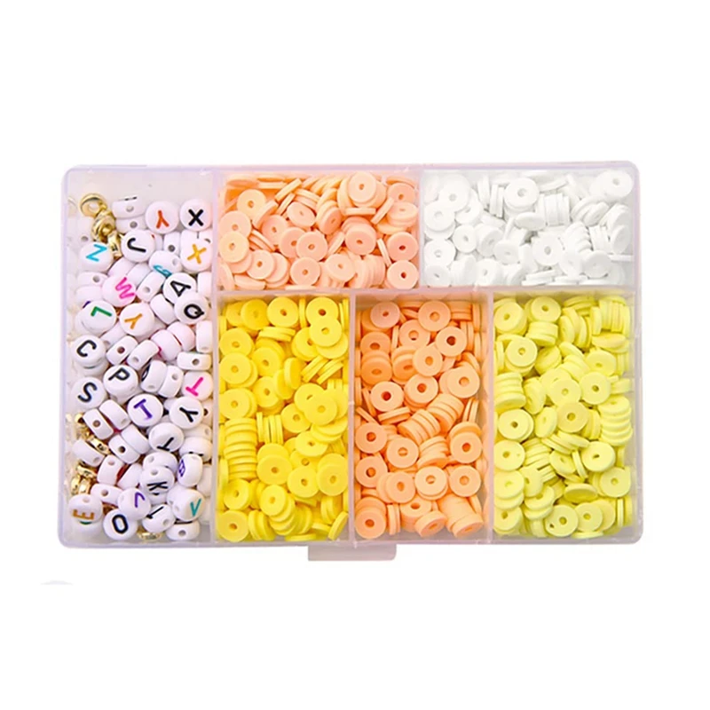 

Clay Beads For Bracelet Making, Clay Beads For Making, Flat Round Polymer Clay Spacer Beads For DIY Bracelet Craft
