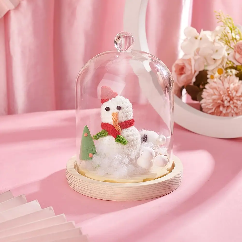 1 pc Cloche Glass Dome Clear Glass Display Dome with Top Handle for Plants