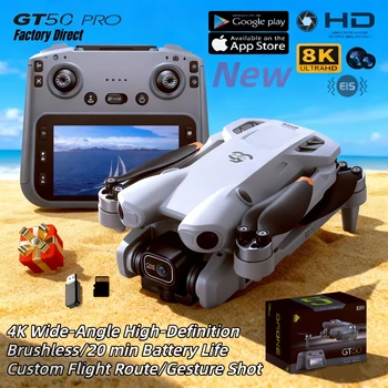 Nuovo GT50 Max Drone 8K HD 6" Controllo schermo 30 minuti Batteria Modalità senza testa Elicottero 360 °   Flip Quadcopter Mini Drone Giocattolo per bambini 2026