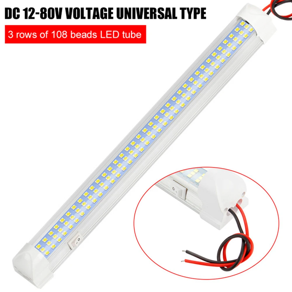  12V LED Light, LED Interior Light Bar, Universal Interior LED  Compartment Light with ON/Off Switch, 72Leds 450Lm 5W DC 12 Volt LED Tube  for RV, Cabinet, Van, Boat, Caravan : Automotive