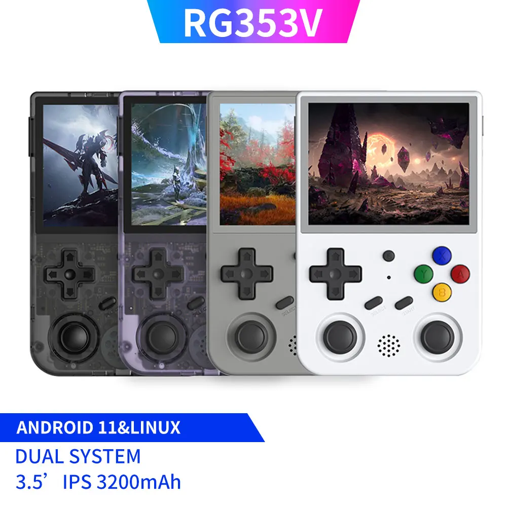 

Binsky RG353V RG353VS 3.5-inch 640*480 handheld game console with built-in 20 emulators, Linux dual-series 4000+ games