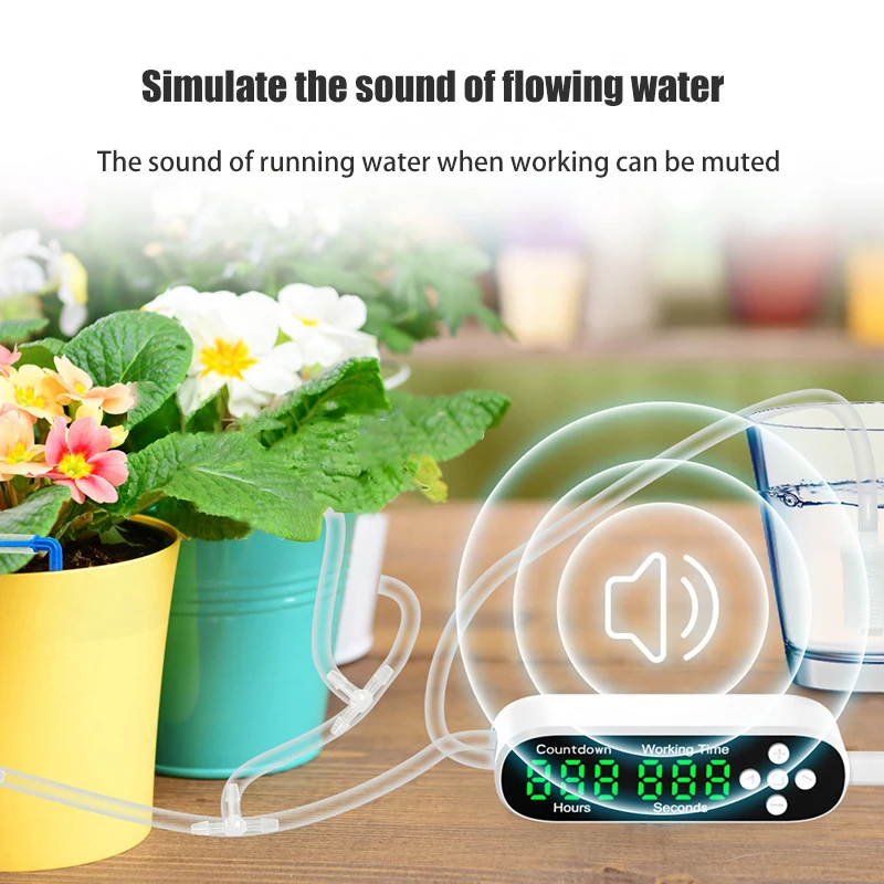 Intelligentes Bewässerungsgerät, Garten, automatisches Tropfbewässerungssystem, Set mit Wasserpumpen-Timer-Controller für Topfpflanzenblumen_voghion.com