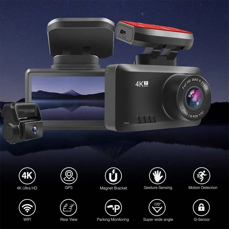 4K  ķ HD ڵ DVR, IPS 24 ð      ķ, GPS  ߰ ð  ġ, ĸ ī޶ , 2.45 ġ