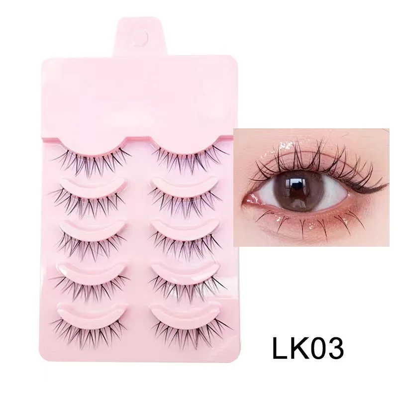 5 Pairs Manga Faux Mink Anime Cosplay Lashes – Soft Korean Style Natural Look Strip Eyelashes lk03