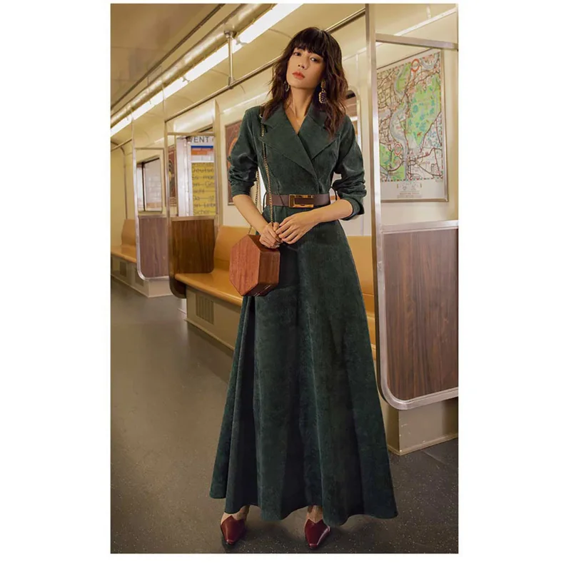 

Винтажное платье в стиле ретро 50-летнее роскошное французское платье корейское осеннее женское платье длинное цельное