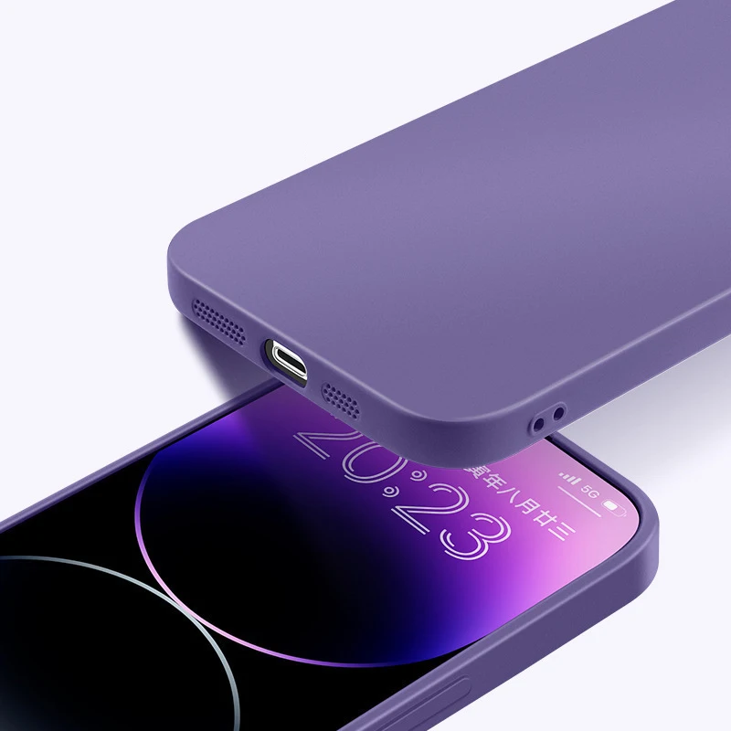 รูปสินค้า เคสซิลิโคนขอบตรง สำหรับ iPhone 11 12 13 14 15 Pro XS Max XR X 8 7 ป้องกันการกระแทก