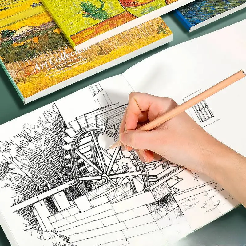 스케치북 반 고흐 유화 커버 페인팅 그림 북 스퀘어, 내구성 미술 전문 문구, 학용품