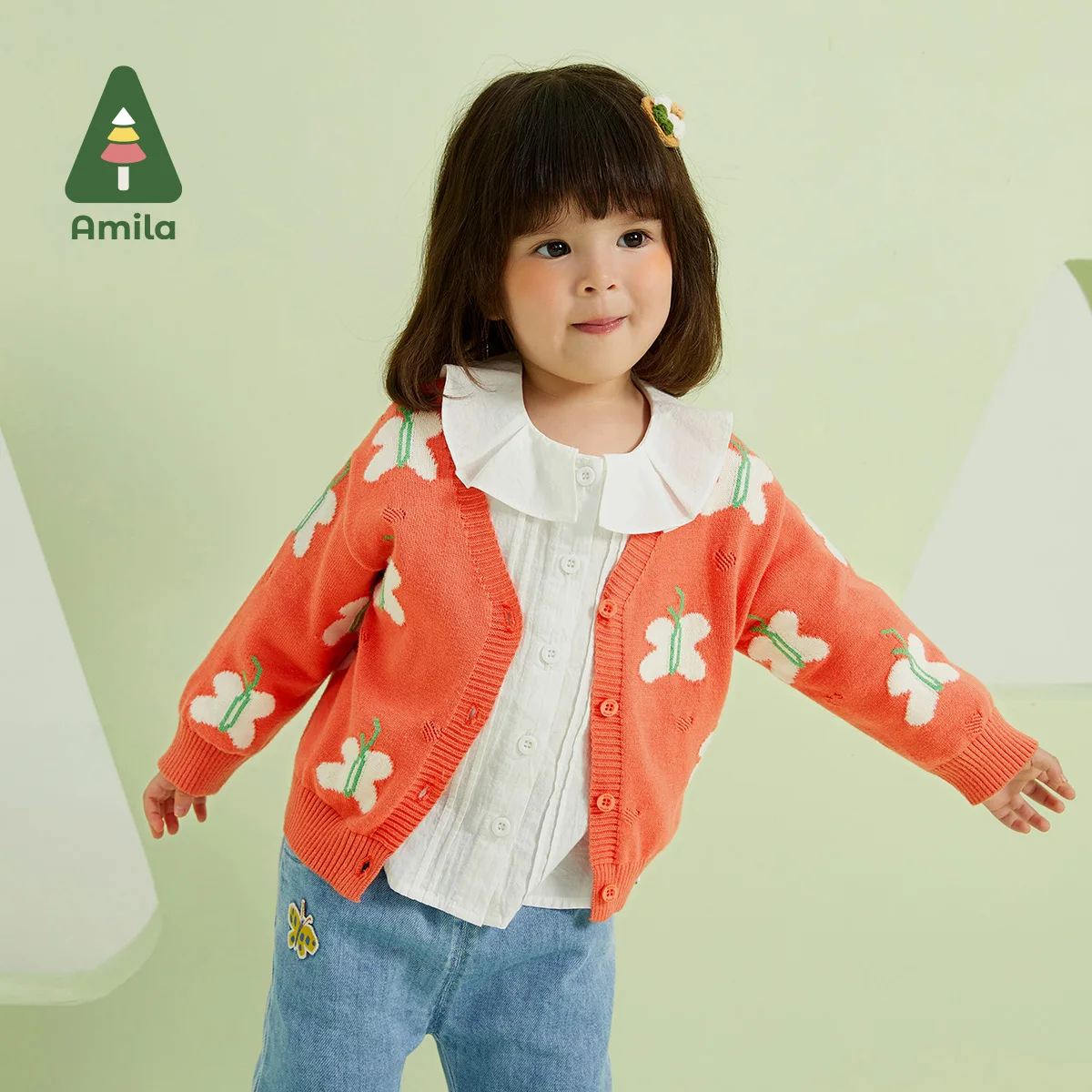 Amila Baby Cardigan Spring New 100% Cotton Long Sleeves Sweater Top Children Clothing Boys Girls Knitted Wear