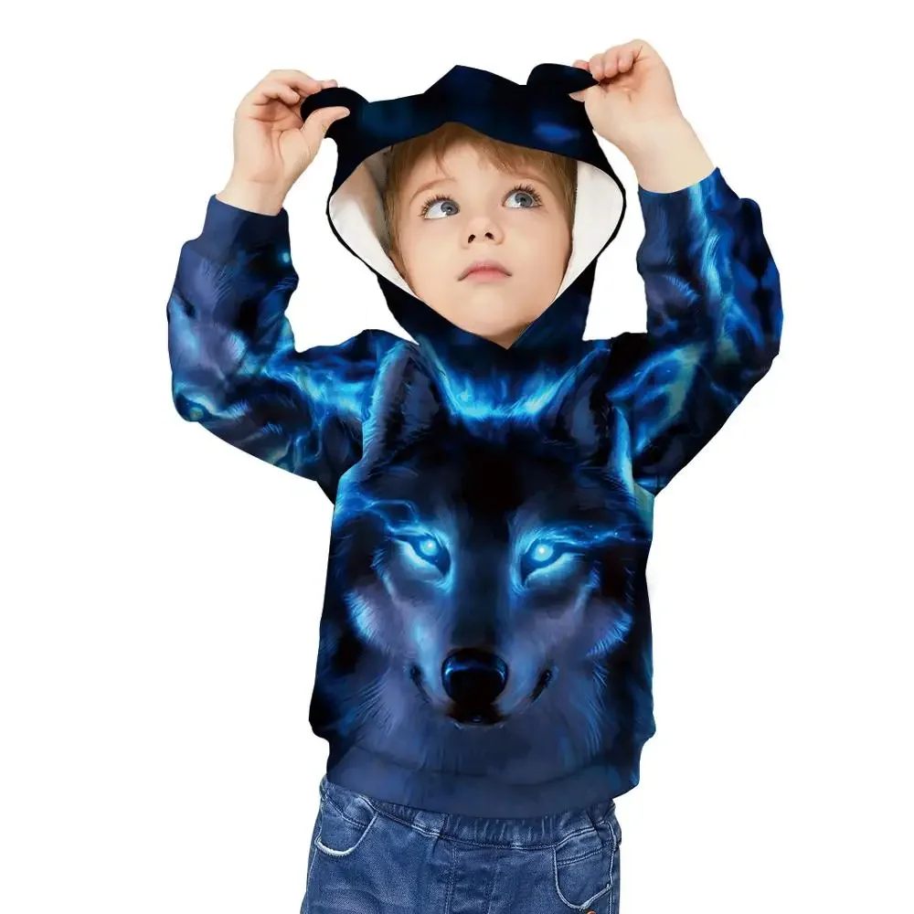 Autumn Winter Children's Sport Hoodies Kids 3D Print Loose Coat Junior Child Long Sleeve Sweatshirt 5-12y Boy&Girl's Hooded Tops