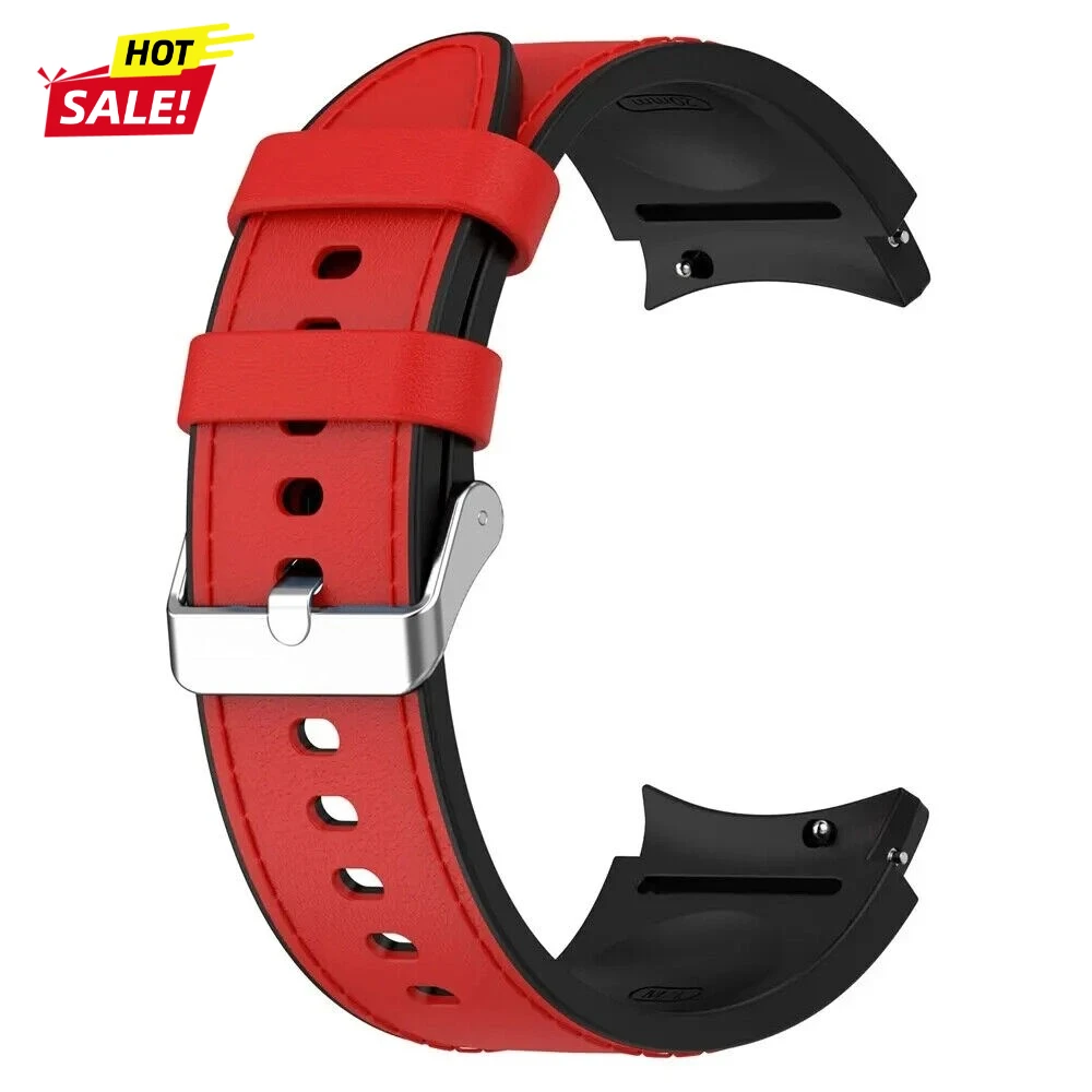 Premium Leather Grain Band with Silicone Strap
