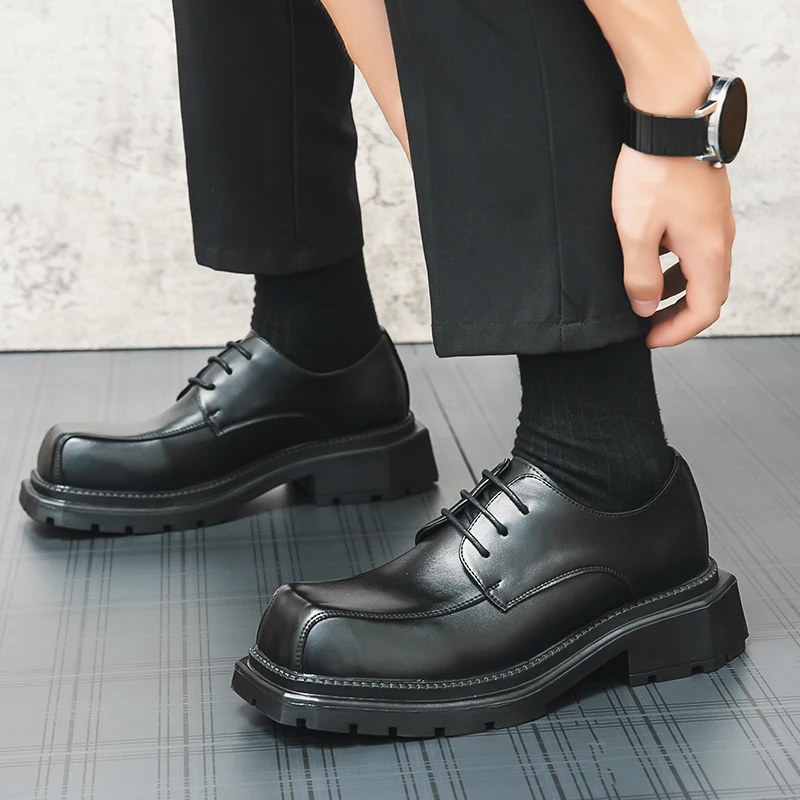 Men Black Dress Shoes Leather Brogue Shoes for Male Formal Wedding Party Office Men Oxfords Business Moccasins
