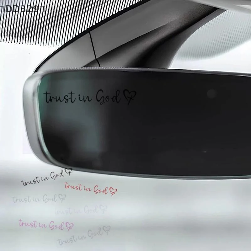 〔DD329〕Trust In God Heart Car Rear View Mirror Sticker Decal Faith Bible Verse Christian Church Auto Vehicle Bumper Decor