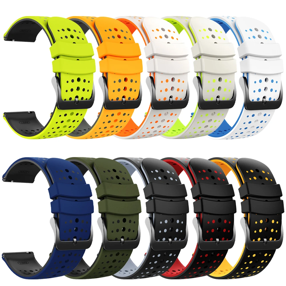 Two-Tone Silicone Watch Band - 20mm/22mm Adjustable Strap