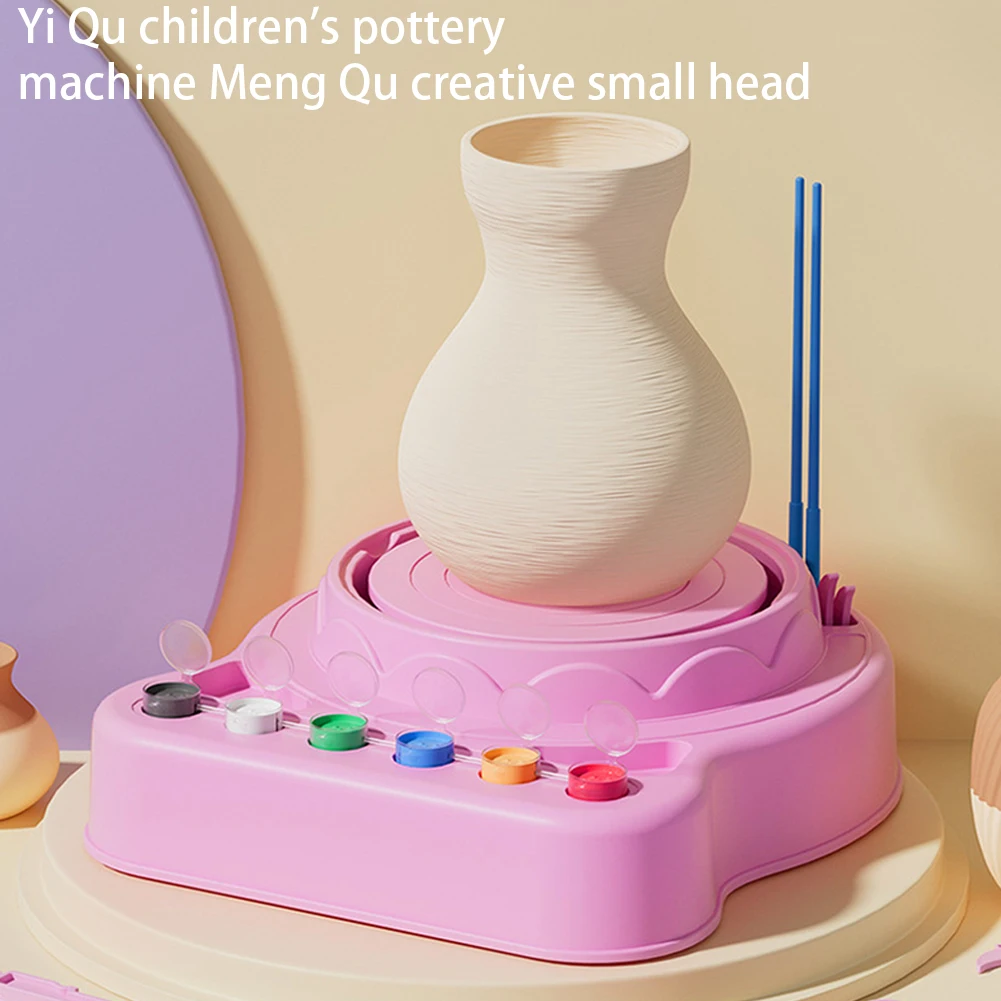 Kids Pottery Wheel Kit Electric Clay Wheel Educational Pottery Painting Art Kit Child-Safe Art Turntable for Boys Girls