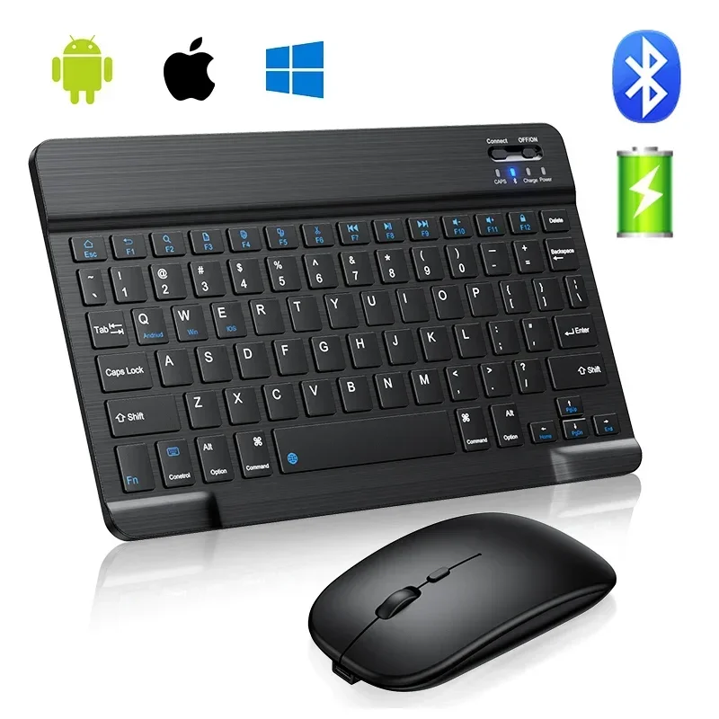 Mini Bluetooth Wireless Keyboard and Mouse Set 10 Inch Rechargeable English Keypad Mice For Tablet ipad Pro 12 9 Air 4 S6 Lite