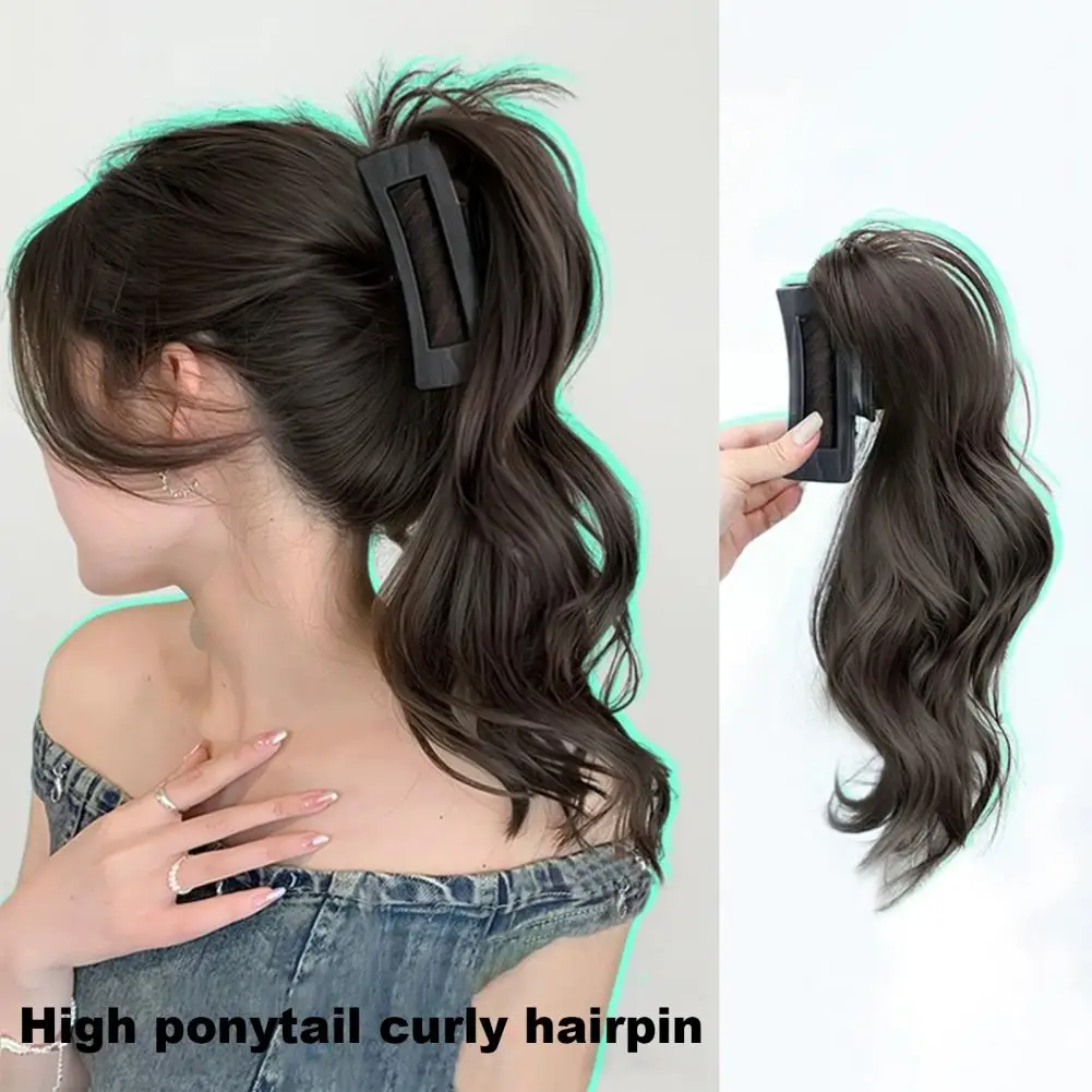 Women Synthetic Ponytails Curly Ponytail Extension With Claw Clip Fluffy High Temperature Fiber High Long Wavy Ponytail Wig