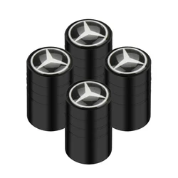 Luxury Car Tire Valve Caps with Emblem - Premium Metal Stickers for Enhanced Interior Aesthetics (Style 1 - black - BENZ)