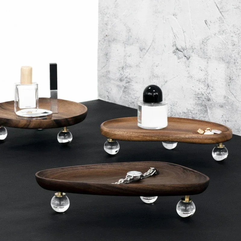 Solid Wood Desktop Storage Tray Dressing Table Perfume Aromatherapy Jewelry Tray Storage Box Entrance Key Rack Creative