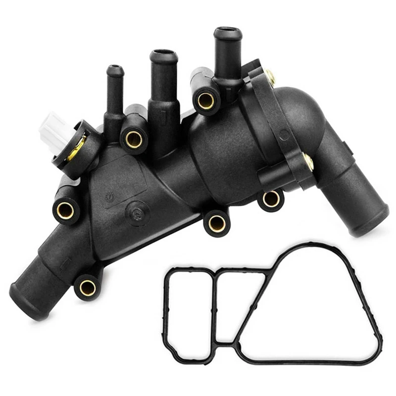 AU04 Engine Coolant Thermostat Housing with Sensor + Gasket for Ford