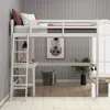 Contemporary Wood Arch Twin Size Loft Bed with Desk, White 6