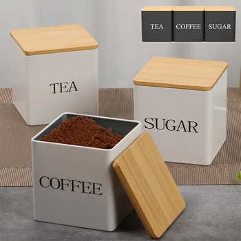 3 pezzi di conservazione dei chicchi di caffè, tè, zucchero, contenitore per chicchi di caffè, bottiglia divisoria, contenitore per caffè, sigillatura, accessori per caffè da cucina 1