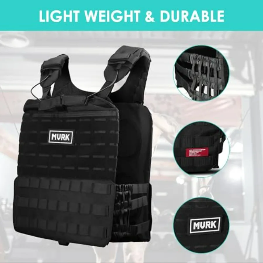 Adjustable Weighted Vest - Tactical MOLLE Fitness Training Vest with 5.75 Plates - Adjustable & Slim Design for Running, Lifting