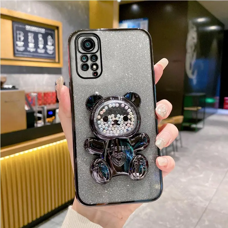 thumbnail image 1 of Note11 Cute Bear Holder Case On For Xiaomi Redmi Note 11 Pro 4g 5g 11s 11E 11t 11proPlus 10 10s 9 9s 8 7 Stand Cover Note11s, 1 of 5