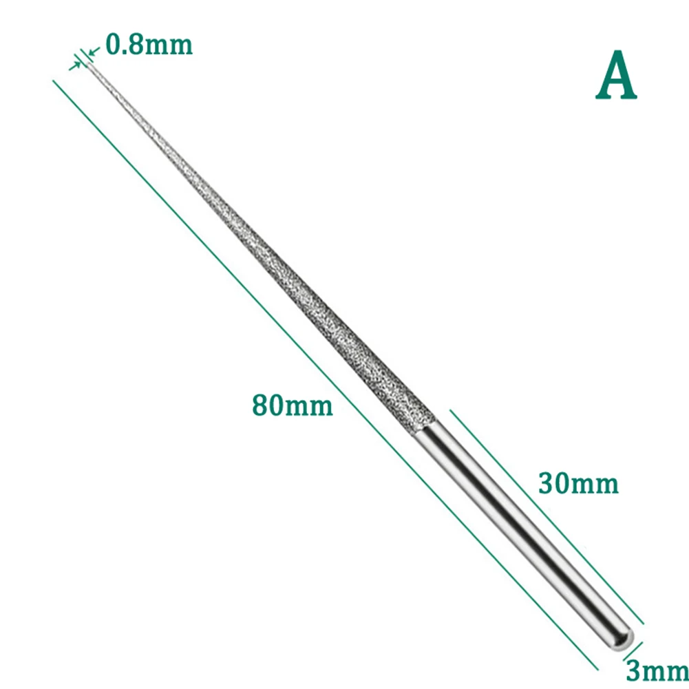 1개 3mm 다이아몬드 리밍 드릴 비트 샹크 조각 바늘 연마봉 미니 드릴 다이아몬드 조각 드릴링 도구 전동 공구