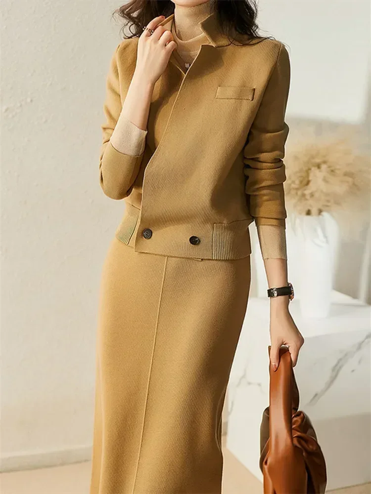 Korean Style Heart Appliqué Knit Co-Ord Set for Women | Winter Sweatshirt & Wide Leg Pants main image 1