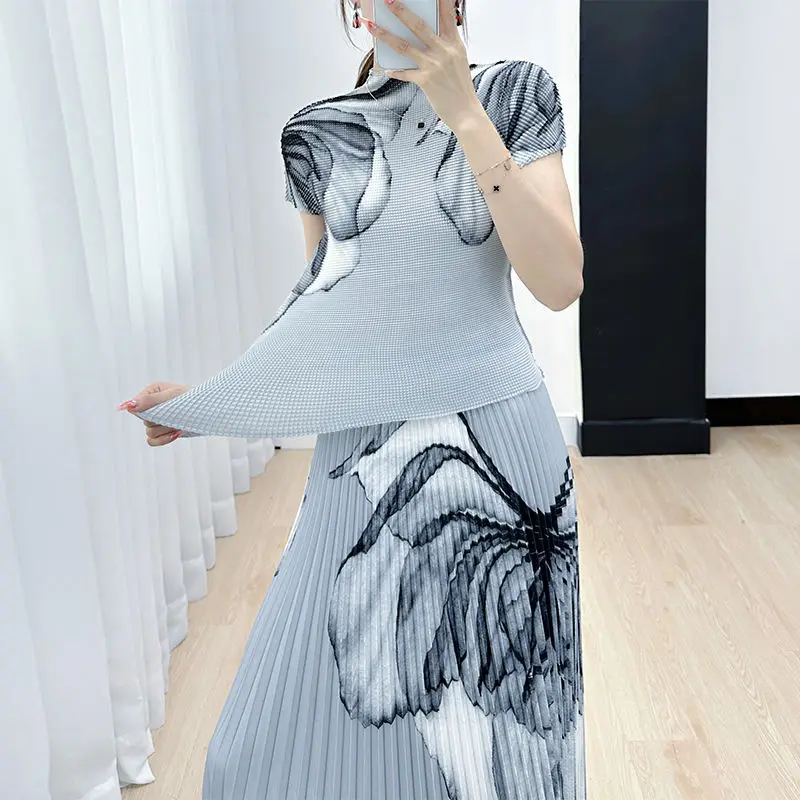 Wrinkle original with lining, long pleated set  two piece sets womens outifits  sexy two piece set women  2 piece sets