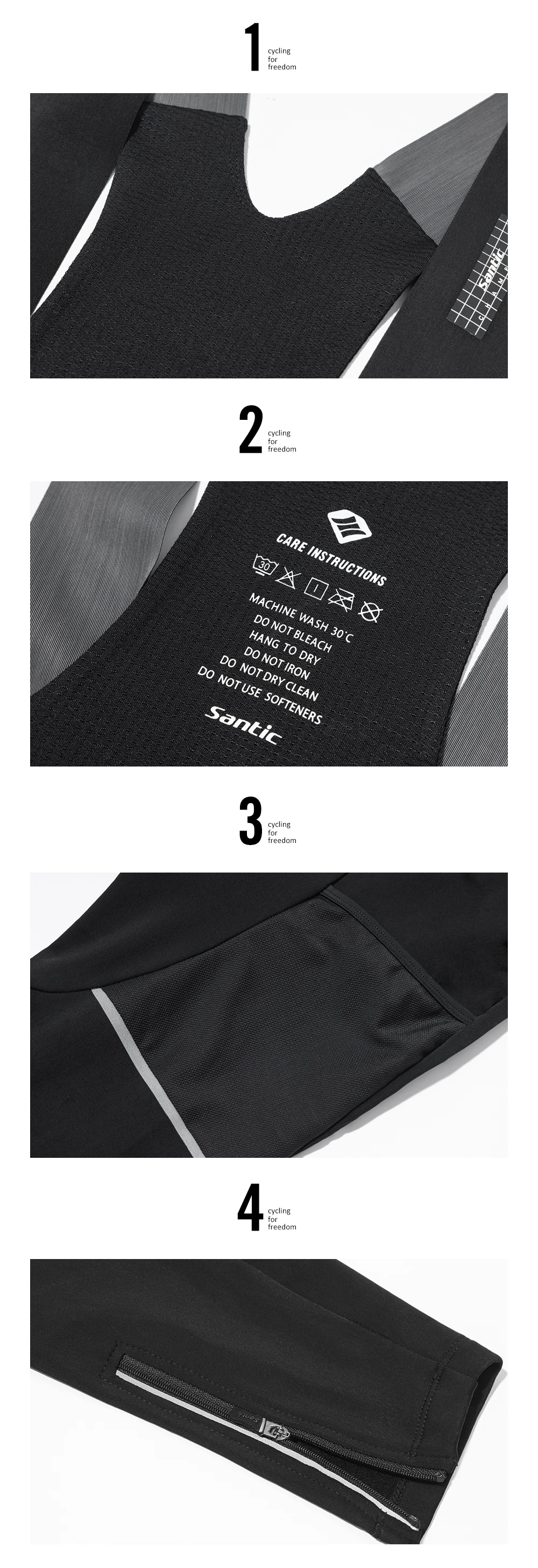 Santic Herren-Radsport-Trägerhose, Herbst/Winter, dünne Samt-Trägerhose für warme und winddichte Radhose WM3C04156 – Detail 6