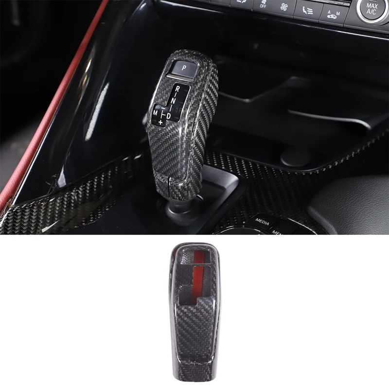 

For Toyota GR Supra A90 A91 2019-2023 Car Center Console Gear Shift Head Cover Trim Real Carbon Fiber Interior Accessories 2 Pcs